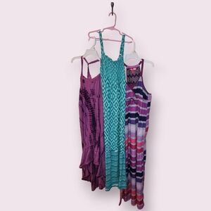 Summer Dresses Girls LG 10/12 Purple Tie Dye, Stripes,  and Blue Green…